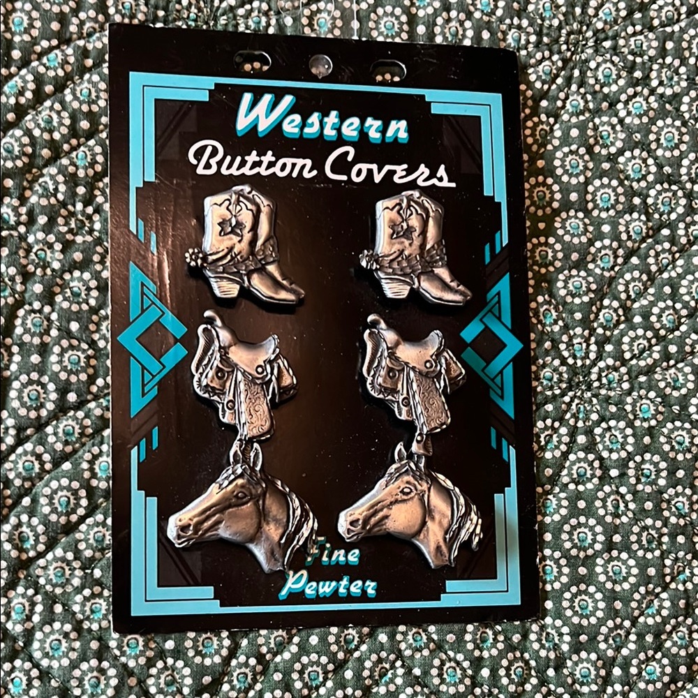 Western Button Covers - pewter